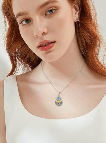 WINNICACA Urn Necklaces for Ashes 925 Sterling Silver Butterfly Hummingbird Dragonfly Teardrop Ash Necklace Cremation Jewelry Urn Pendants for Women Memorial Gifts for Birthday Christmas Funeral - style: 10-Bee Urn Necklace