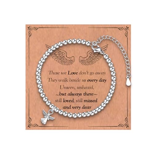 Sympathy Gifts for Loss of Loved One, Memorial Bereavement Gifts for Loss of Mother Father Husband Pets, Angel Bracelet Beads for Women - style: angel