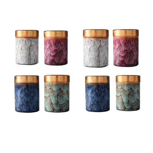 Small Mini Urns Set 8 Piece for Ashes Twist top 3.5 Cubic inches | 3.5lb Ceramic Decorative Keepsake Ashes Urn for 8, multiple 2.5in Memorial Sharing threaded container for Human/Pet Funeral