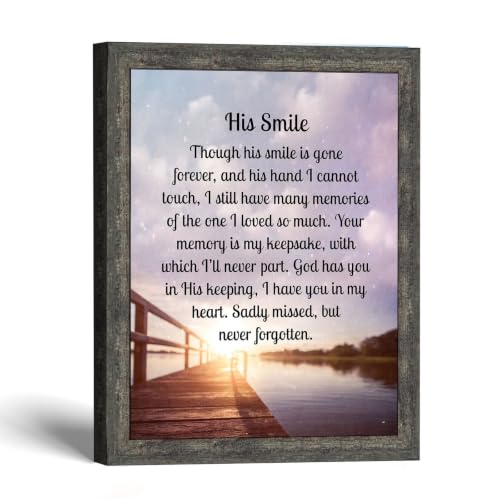Memorial Gifts for Loss of Husband, Sympathy Gift, His Smile In Memory of Loved One, Picture Frames for Sympathy Gift Baskets, Bereavement Gifts for Loss of Father, Loss of Son Condolence Gift, 2182BW | Sympathy Gifts for Loss of Loved One, Memorial Gifts