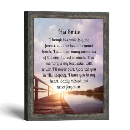 Memorial Gifts for Loss of Husband, Sympathy Gift, His Smile In Memory of Loved One, Picture Frames for Sympathy Gift Baskets, Bereavement Gifts for Loss of Father, Loss of Son Condolence Gift, 2182BW | Sympathy Gifts for Loss of Loved One, Memorial Gifts