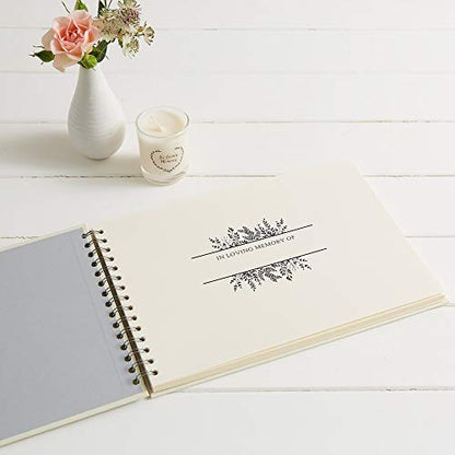 ANGEL & DOVE Large Ivory Funeral Guest Book 12" x 8" - for Funeral, Condolence, Memorial, Celebration of Life