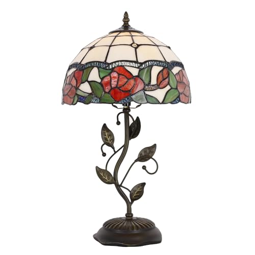 Tiffany Lamp Rose Flower Style Stained Glass Table Lamp - color: Rose Flower