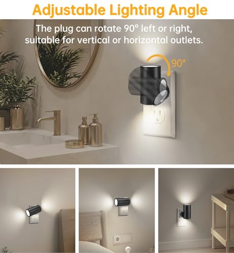 TSEXES LED Night Lights Plug into Wall,Dimmable,Daylight 5000K,4 Pack | Dusk to Dawn Sensor,0-300LM Adjustable Brightness,Bathroom, bedroom - color: 5000K Daylight, size: 4 Pack