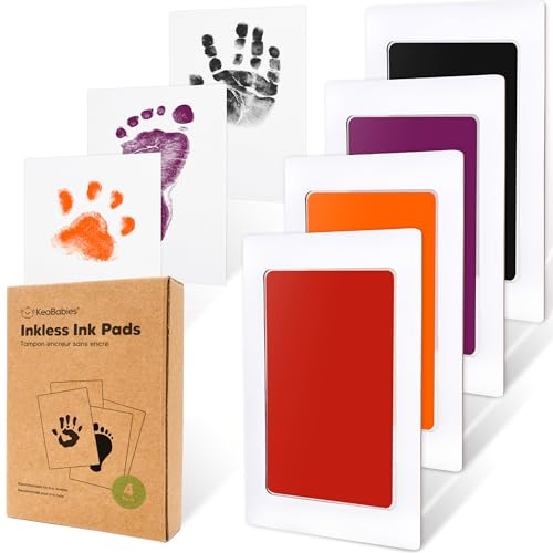 4pk Inkless Baby Hand and Footprint Kit, Mess Free Ink Pads (Halloween, R) - color: Halloween, size: 4-Pack, Regular 2.3" x 3.7"