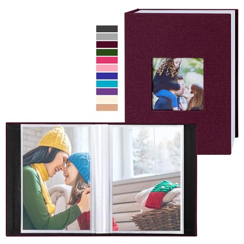 Ywlake Photo Album 4x6 100 Pockets 2 Packs, Small Mini Capacity Linen Photo Album Bulk Sets, Each Pack Holds 100 Top Loader Vertical Only Picture for Kids Boy Girls (Purple) - color: PURPLE, size: 100 Pockets/2PK