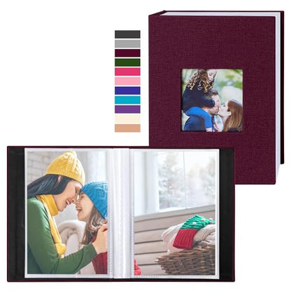 Ywlake Photo Album 4x6 100 Pockets 2 Packs, Small Mini Capacity Linen Photo Album Bulk Sets, Each Pack Holds 100 Top Loader Vertical Only Picture for Kids Boy Girls (Purple) - color: PURPLE, size: 100 Pockets/2PK