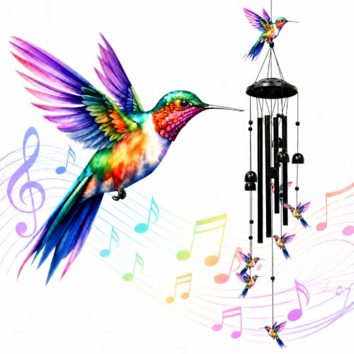 Wind Chimes for Outside, Deep Tone Outdoor Metal Wind Chimes | 35-Inch Hummingbirds Windchimes Outdoors, Memorial Sympathy Gifts for Women Mom Grandma, Bird Lovers Garden Decor - color: Hummingbird