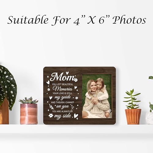 Memorial Pictures Frame, Mom You Left Beautiful Memories Photo Frame, Sympathy Gifts For Loss Of Mom, Farmhouse Home Living Room Bedroom Decoration -b25 - style: Mom