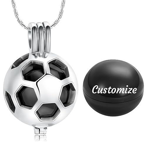 constantlife Football Cremation Jewelry for Ashes Memorial Urn Necklace Stainless Steel Soccer Pendant Keepsake Ashes Holder - color: B-Customize