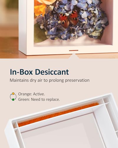 Wisedry 10x8 Inch Flower Shadow Box Frame - 360° Airtight Seal Wedding Shadow Box with Silica Gel Packets, Memory Display Cases for Wedding Bouquet, Pet Memorabilia, Medals