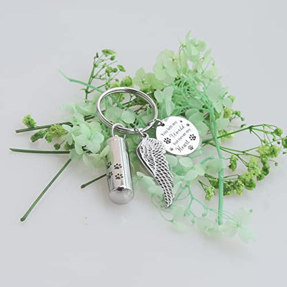 Cylinder Urn Keychain for Ashes Pet Cremation Keychain Dog Ash Necklace Cat Urn Necklace - color: Silver