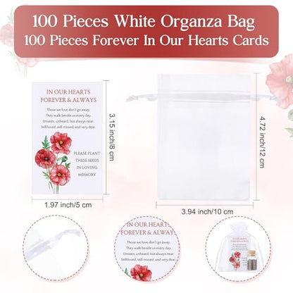 Tanlade 100 Set Funeral Favor Memorial Seed Packet for Guest, Red Poppy - style: Red Poppy