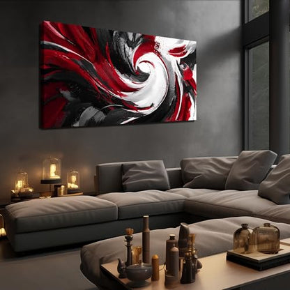 JuhaiArt Abstract Wall Art Red Wall Picture for Office - color: Red, size: 59"L x 29"W