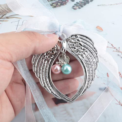 Miscarriage Gifts for Mothers Mommy of an Angel Wings Ornaments Loss of Baby Sympathy Gifts Miscarriage Memorial Gift (Silver mommyangel Wing)