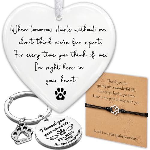 Pet Memorial Ornament Gifts, Loss of Dog Sympathy Card, Bracelet, Keychain | Memorial Bracelet for Pet Loss, Dog Passing Away Keychain, Loss of Dog Sympathy Gift, When Tomorrow Starts Without Me Cat