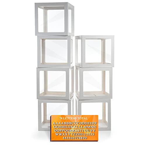 Ledido Transparent Balloon Boxes with 78 Letters Numbers for Custom Name - color: White, size: 7PCS Boxes
