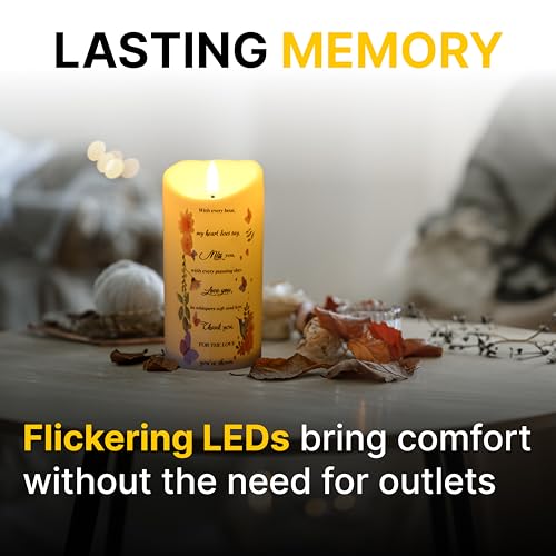 Skywin Flameless Memorial Candles for Deceased (Miss You), 5.9 x 2.7 Inches LED Memorial Candles for Loss of Loved Ones, Remembrance and Sympathy Gift