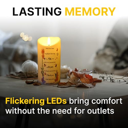 Skywin Flameless Memorial Candles for Deceased (Miss You), 5.9 x 2.7 Inches LED Memorial Candles for Loss of Loved Ones, Remembrance and Sympathy Gift
