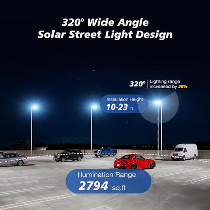 WYWNA 15000W Solar Street Lights Outdoor, 7000K Dusk to Dawn Solar Security Lights with Motion Sensor & Remote Control, IP66 Waterproof Parking Lot Light for Driveway Yard Farm Road - size: 15000
