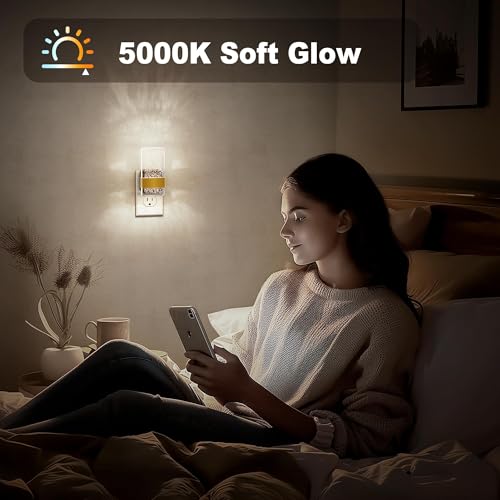 JandCase Night Lights Plug into Wall, Dusk to Dawn Sensor - color: Gold-5000K, size: 2 Pack