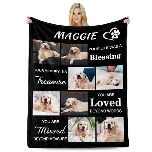 Custom Dog Photos Blankets for Pet Lover, Pet Blanket for Large Dogs, Dog Memorial Gifts for Loss of Dogs, Personalized Memorial Gifts of Puppy Cat Hamsters Rabbits - color: Style 7