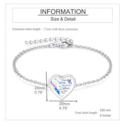 RIPFEVURN Wing Heart Cremation Jewelry Urn Bracelet for Ashes for Women Memorial Ashes Keepsake Link Bracelet - color: Silver