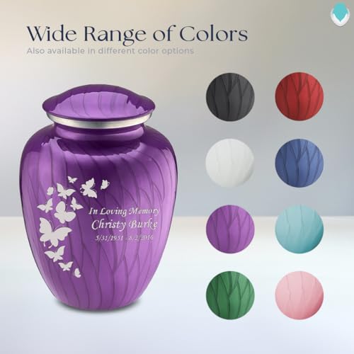 Geturns Embrace Adult Personalized Butterfly Cremation Urns for Human Ashes I Large Pearl Purple Funeral Urn for Men and Women I 200 lbs - color: Pearl Purple