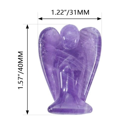 Small Guardian Angel Prayer Figurines Statue, Amethyst Crystals and Healing Stones Angels Bereavement Sympathy for loss of loved one, Grief Gifts for Women, Faith Based Spiritual Gift for Cancer - color: Purple