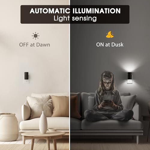 Night Lights Plug into Wall, Modern LED Night Light Plug in | Dusk to Dawn Sensor 5000K Daylight 0-100LM Adjustable Brightness Dimmable NightLight Hallway Bedroom Stairway 2 Pack - color: Black-5000K, size: 2 Pack