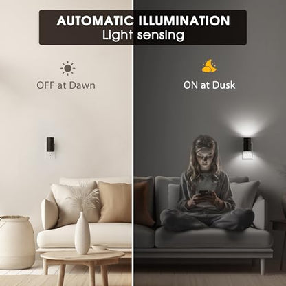 Night Lights Plug into Wall, Modern LED Night Light Plug in | Dusk to Dawn Sensor 5000K Daylight 0-100LM Adjustable Brightness Dimmable NightLight Hallway Bedroom Stairway 2 Pack - color: Black-5000K, size: 2 Pack