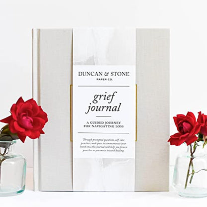 Duncan & Stone Guided Grief Journal with Prompts & Photo Pocket, Sand - color: Sand