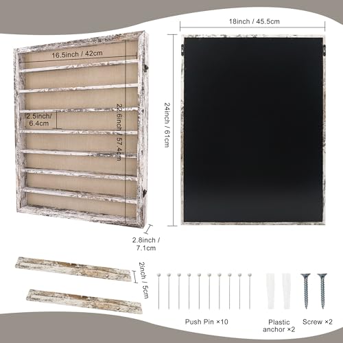 18x24 Wooden Shadow Box Frame with Removable Shelves Deep Display Case for Military Medals Keepsakes White - color: White, size: 18x24