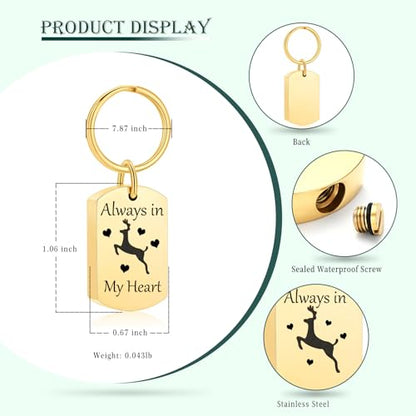 Cremation Jewelry Urn Keychain for Ashes for Women Men Memorial Keepsake Pendant - color: Gold