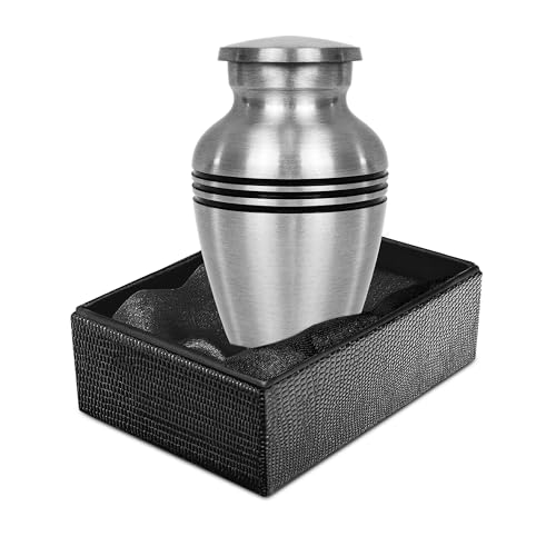 Trupoint Memorials Cremation Urns for Human Ashes, Funeral Memorial Urn for Male and Female, Decorative Burial Metal Urn Collection for Adult Men & Women - Silver Lining, 1 Keepsake - color: Silver Lining, size: Keepsake