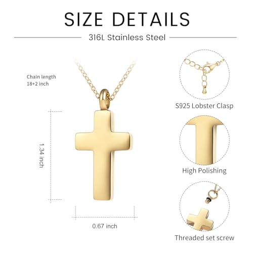 JLYY Cross Urn Necklace for Ashes Memorial Jewelry Men & Women