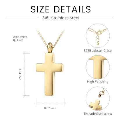 JLYY Cross Urn Necklace for Ashes Memorial Jewelry Men & Women