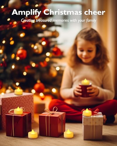 Homemory 100-Pack Flameless Tea Lights Candles Battery Operated, 200+ Hours - color: Brgiht Amber Light, White Base, size: Pack of 100