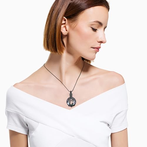 Hearbeingt Tree of Life Cremation Jewelry Paw Print Urn Necklace for Ashes - color: A-Black
