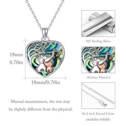 TUGHRA Locket Necklaces That Holds Picture Sterling Silver Elephant Locket Heart Pendant Necklace Photos Jewelry Gifts for Women Teen Mom Daughter - style: 04-Abalone