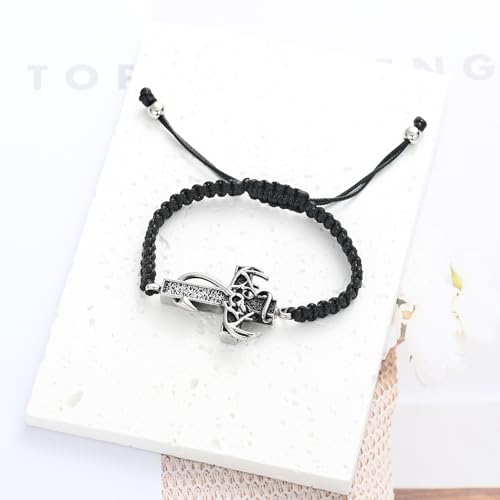 XSMZB Fish Hook Cross Urn Bracelet for Ashes of Loved One Deer Antler Keepsake Ash Bracelets Adjustable Cremation Jewelry Memorial Bangle - color: Customize