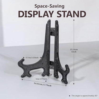 Artliving 6 Inch Black 12pcs/Set Plastic Easels Plate Display Stands Picture Frame Stand Holder - color: Black, size: 6 inch (12 pack)