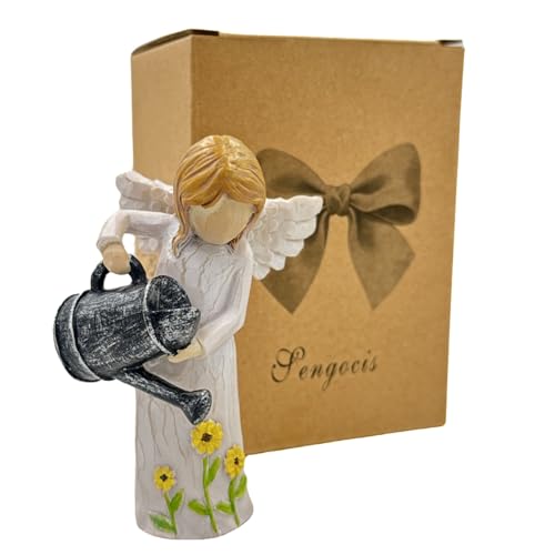 Gardening Gifts for Women - Hand-Carved Resin Figurine with Vintage Watering Can, Small Collectible Decor for Gardeners/Moms/Teachers - Perfect Birthday/Thank You/Moving Gift - color: Beige