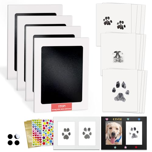 MYPAWLETS Inkless Pet Paw Print Kit,Dog&Cat Pawprint Ink Pads,4 Pack M | Clean Touch,Mess-Free Ink Pads,Pet Safe,Dog Nose Prints,Clear Instructions,Pet Keepsakes,Ideal Gift for Pet Lovers,Dog Mom - size: Medium (4 Pack)