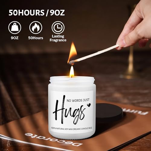 Sympathy Gifts for Loss of Loved One- No Words Just Hugs Candles, Natural Lavender Scented Candle 9OZ, Get Well Soon, Thinking of You Gifts, Bereavement Gift for Women Men, Miscarriage Gift for Mother
