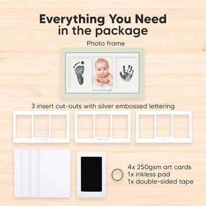 KeaBabies Inkless Hand and Footprint Kit, Boy Girl Newborn Keepsake (Sage) | No Mess Ink Pad for Baby Handprint, Clean Touch Paw Print Kit for Dog Picture Frame, Personalized Baby Christmas Shower Gifts - color: Sage