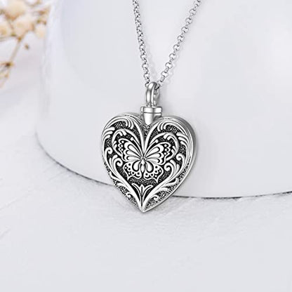 SOULMEET Cremation Jewelry for Ashes, Sterling Silver Urn Necklace for Ashes Women Men, Cherish Memories Cremation Jewelry to Keep Someone Near to You - color: I-Oxidation black Butterfly