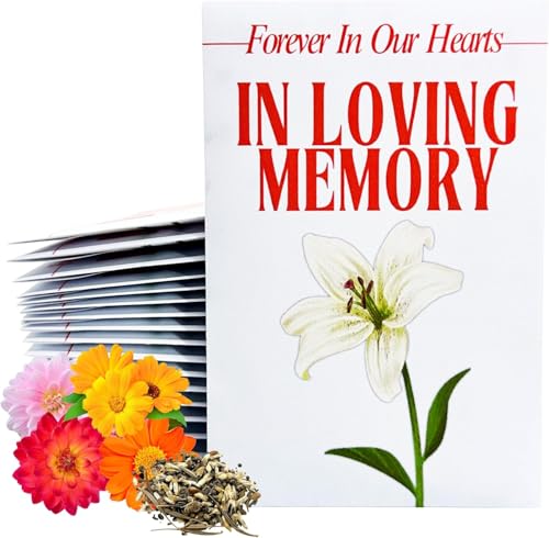 Wildflower Seed Packets in Loving Memory (Pack of 30) Funeral Gift Sympathy Remembrance Memorial Service Forget Me Not (White Flower) - color: White Flower