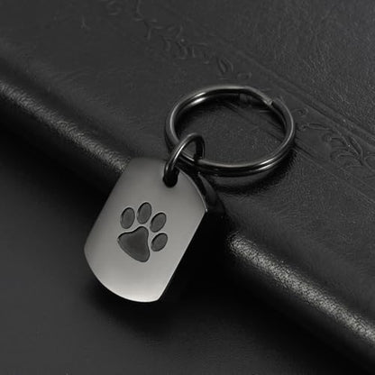 RIPFEVURN Pet Cremation Jewelry Dog Cat Paw Urn Keychain for Ashes for Women Men Memorial Keepsake Pendant - color: Black