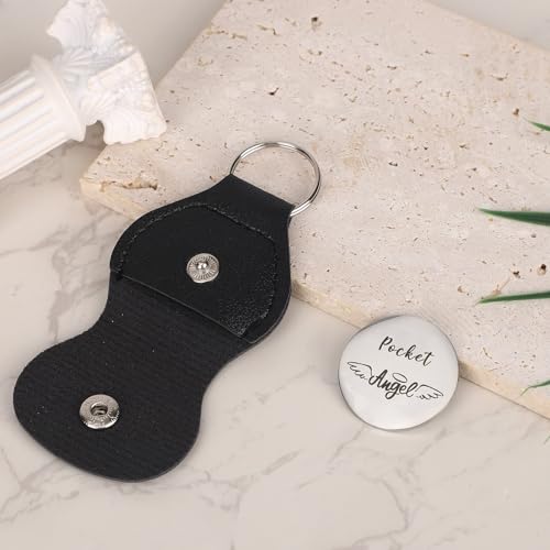 Mikovivi Pocket Angel Hug Coin Token Keychain Thoughtful Long Distance Funny Friendship Gift with Holder for Family Coworker Men Women Him Her Dad Mom Son Daughter Brother Sister Boy Girl Friend